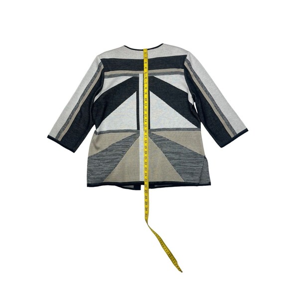 Ming Wang Sweater Cardigan Women Large Color Block Perforated 3/4 Sleeve - Picture 5 of 5